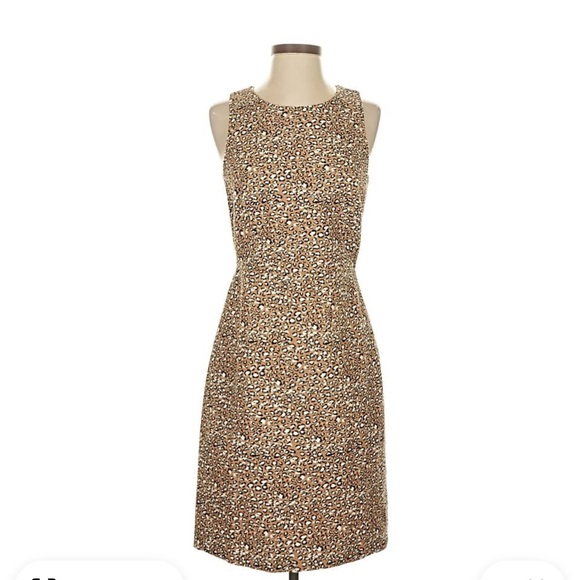 JCrew Leopard Basketweave Sheath Dress Sleeveless - Picture 1 of 8